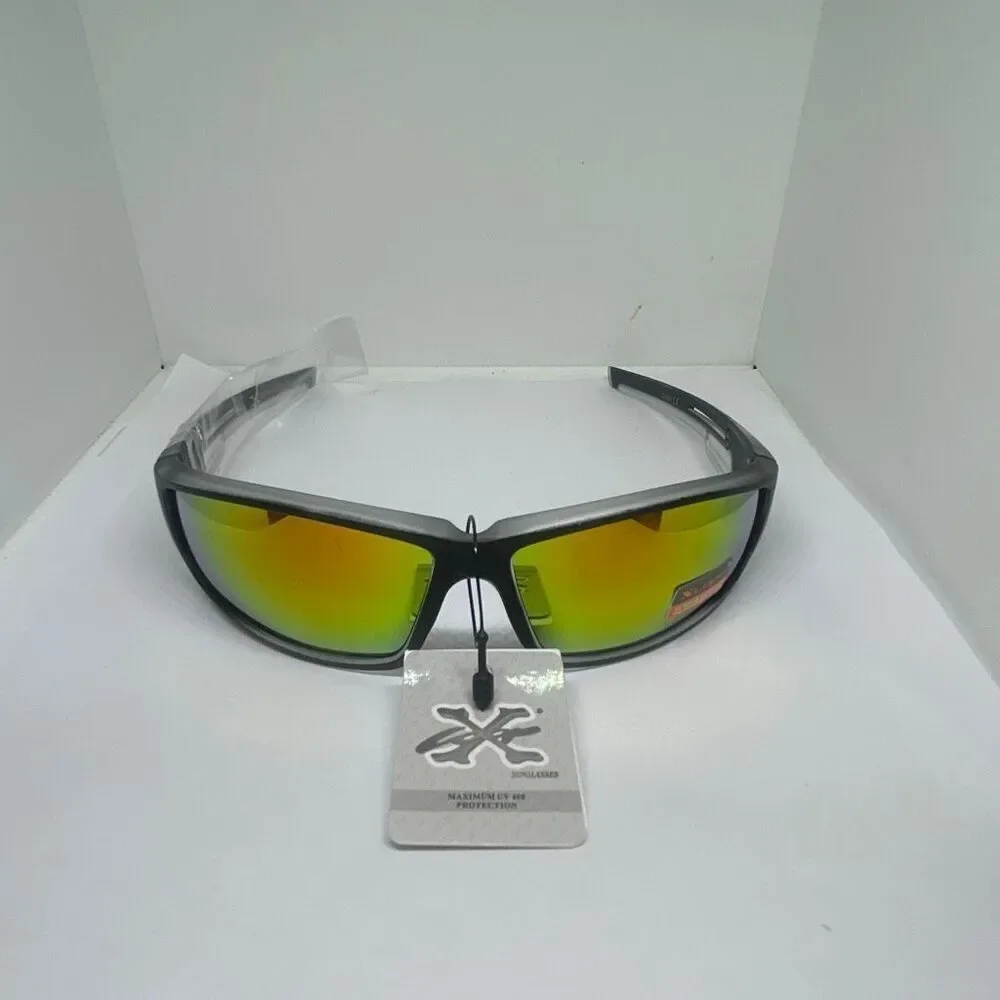 X-Loop Mirrored Wraparound Sport Sunglasses UV400 Protection Durable Streetwear